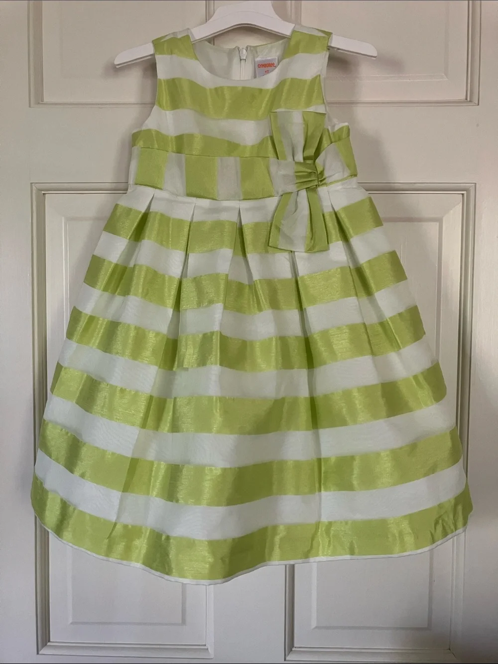 Gymboree Striped Bow Dress - Lime Green & White Dressy Party 4T